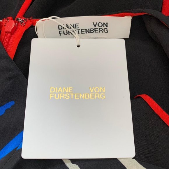 DVF Diane von Furstenberg Verona Swimmers black silk colorblock dress - Picture 6 of 7